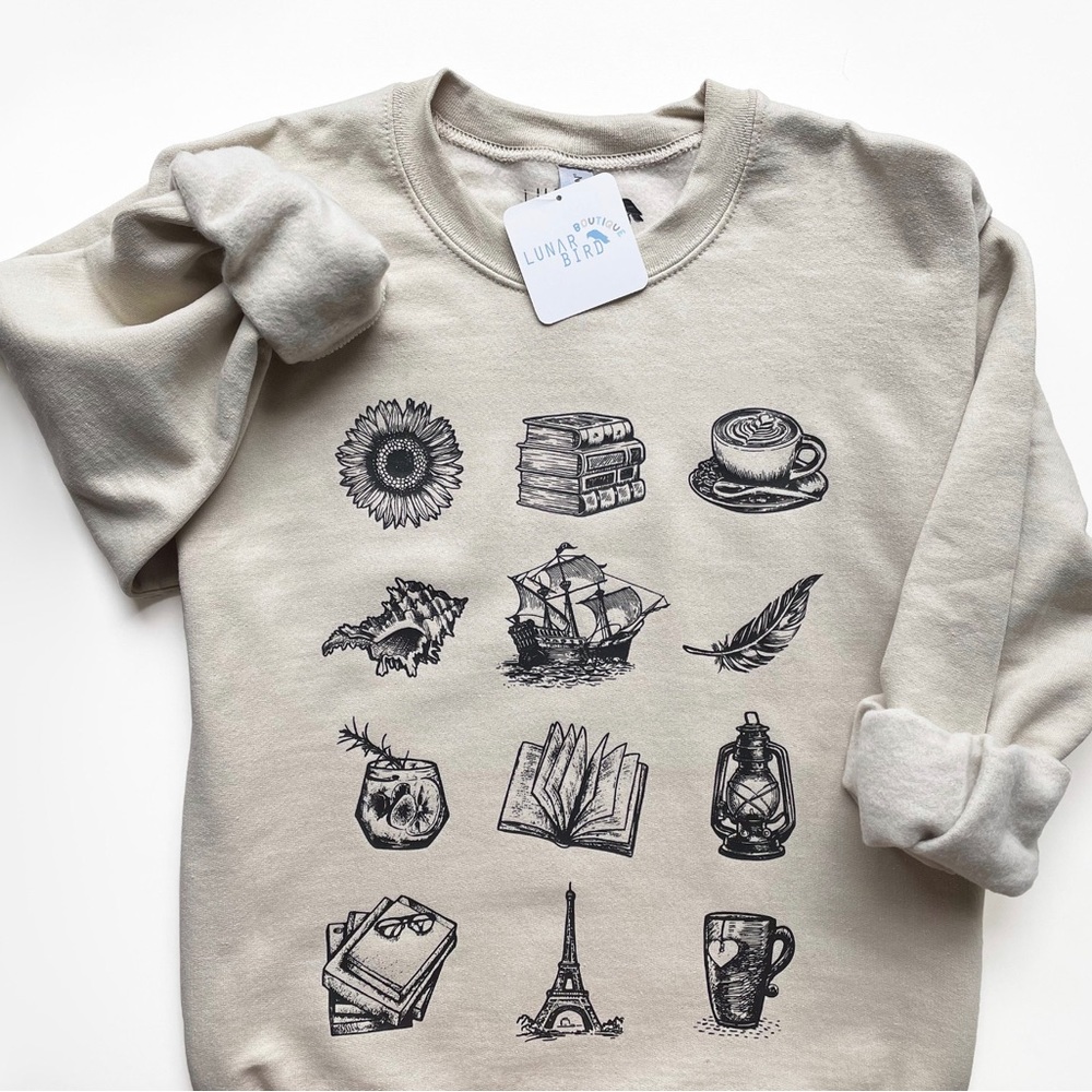 Gothic bookish adventure sweater